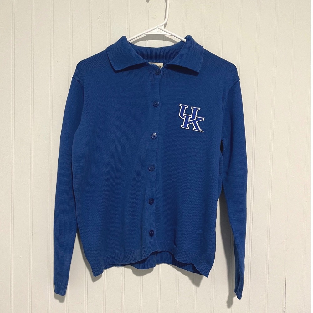 University of Kentucky UK Logo Sweater Cardigan Women S Blue Collard button